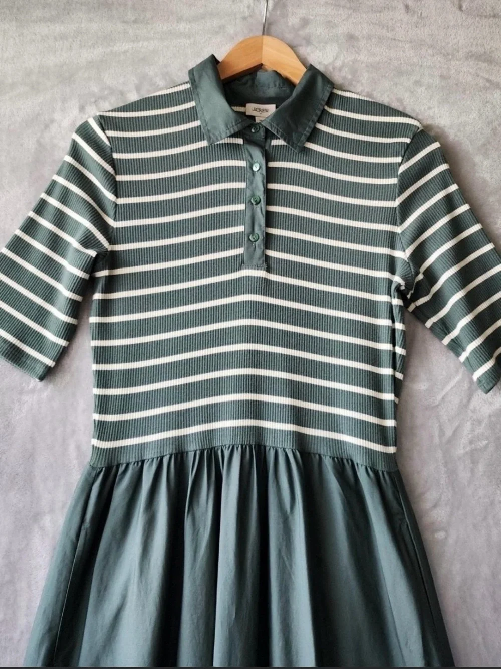 Women’s M J. Crew Green Striped Polo Maxi Dress